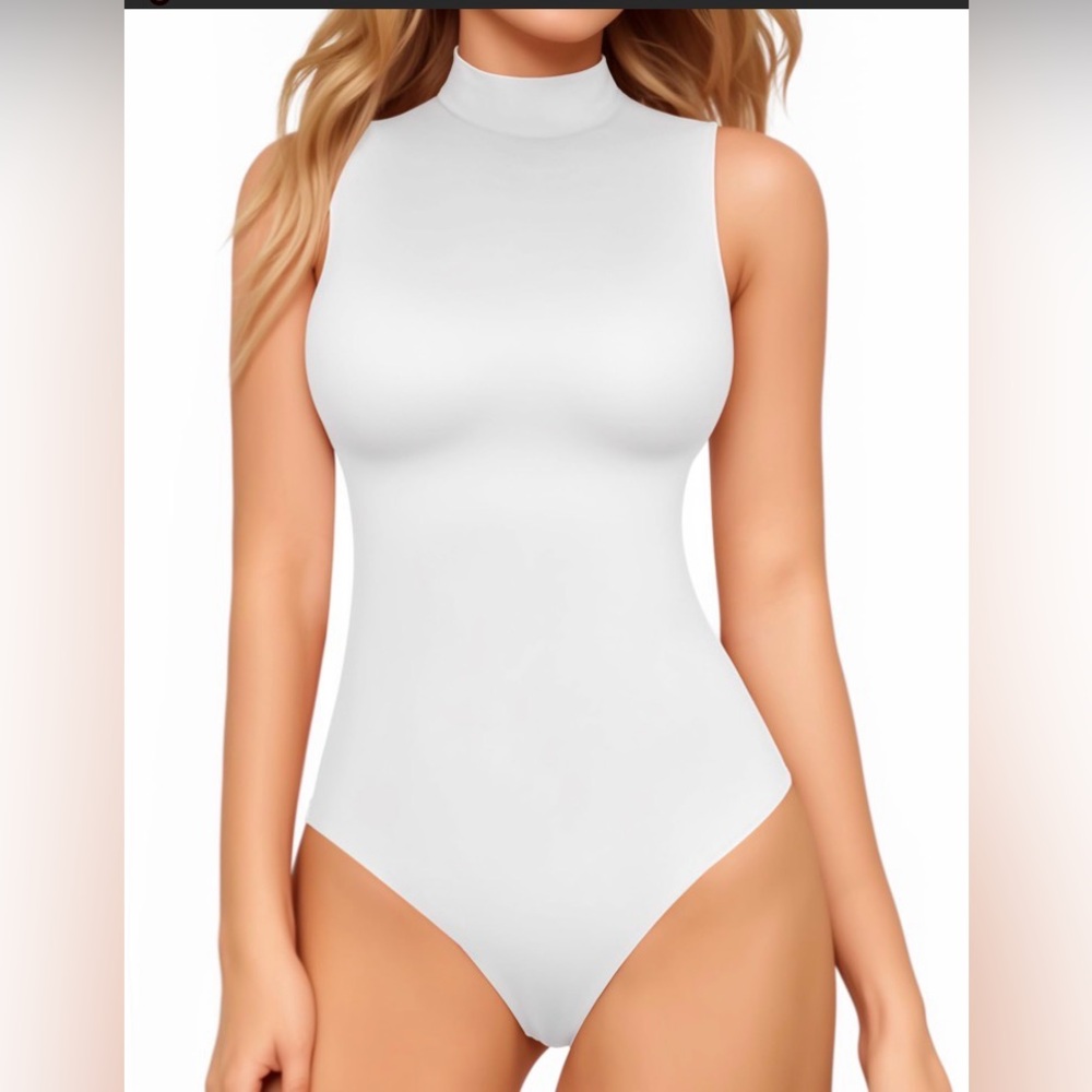 Sleeveless White Bodysuit p2p 17-19 stretchy soft fabric